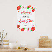 Wasserfarbe Strawberry Girl Babydusche Willkommen Poster (Küche)