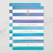 Wasserfarbe Stricktes nautisches Brautparty laden  Einladung (Vorne/Hinten)