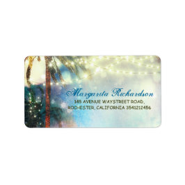 Wasserfarbe String Lights Palms Beach Hochzeit Adressaufkleber