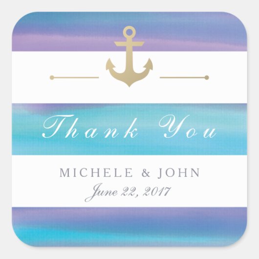 Wasserfarbe Striping nautic Danke Stickers (Vorderseite)