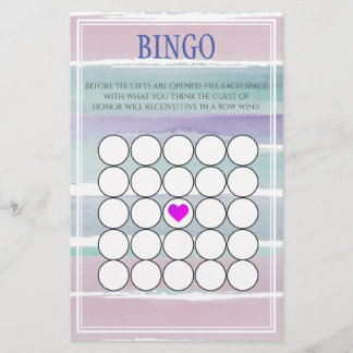 Wasserfarbe Stripte Babydusche Bingo