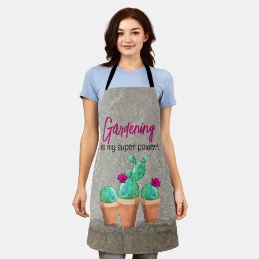 Wasserfarbe Südwestblühende Kaktus rustikal Schürze (Getragen)