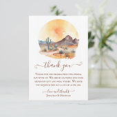 Wasserfarbe Südwestwüste Foto Hochzeit Dankeskarte (Stehend Vorderseite)