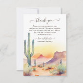 Wasserfarbe Südwestwüste und Kakteen Wedding Dankeskarte (Vorderseite)