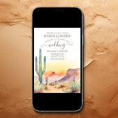 Wasserfarbe Südwestwüste und Kakteen Wedding Einladung