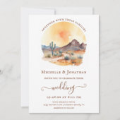 Wasserfarbe Südwestwüste und Kakteen Wedding Einladung (Vorderseite)