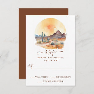 Wasserfarbe Südwestwüste und Kakteen Wedding RSVP Karte