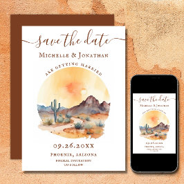 Wasserfarbe Südwestwüste und Kakteen Wedding Save The Date