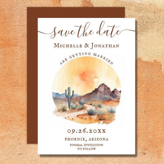 Wasserfarbe Südwestwüste und Kakteen Wedding Save The Date