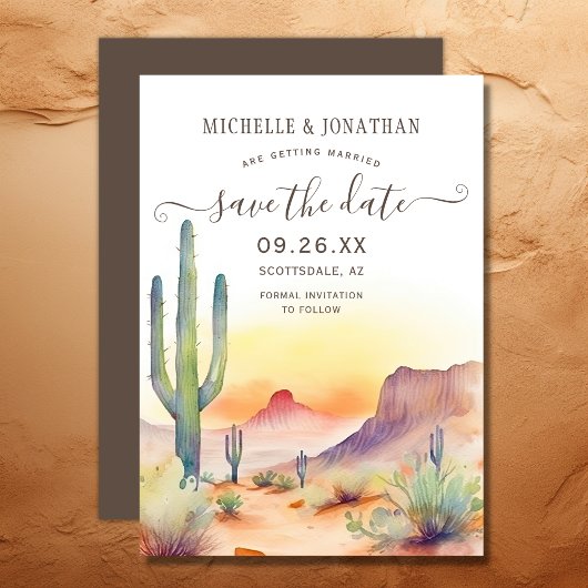 Wasserfarbe Südwestwüste und Kakteen Wedding Save The Date