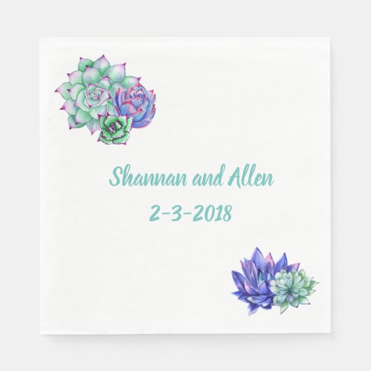 Wasserfarbe Sukkuläres Mittagessen Napkin Serviette (Vorderseite)