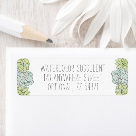 Wasserfarbe Sukkulente Boho Chic Rücksendeadresse (Insitu)