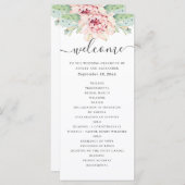 Wasserfarbe Sukkulente Hochzeit. Rosa Blütenkaktus Programm (Vorne/Hinten)