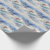 Wasserfarbe Surfing Snowman Geschenkpapier (Ecke)