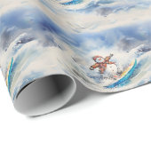 Wasserfarbe Surfing Snowman Geschenkpapier (Rolleneckpunkt)
