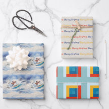 Wasserfarbe Surfing Snowman