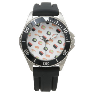 Wasserfarbe Sushi Lachs Gurkenrollen Armbanduhr