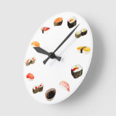 Wasserfarbe Sushi Rollen Meeresfrüchte Runde Wanduhr (Winkel)