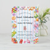 Wasserfarbe Süße Feier Candy Kid's Birthday Einladung (Stehend Vorderseite)