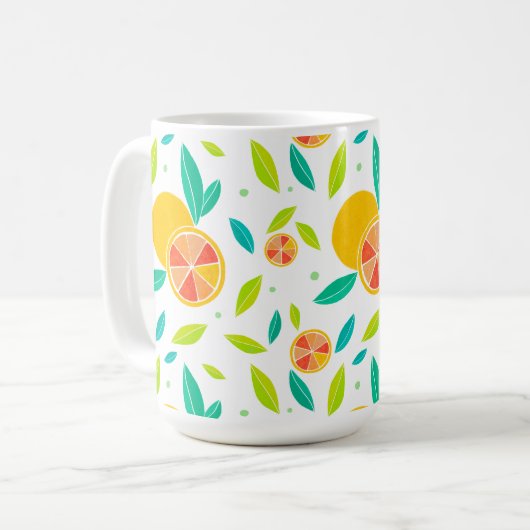 Wasserfarbe Süße Orangen Muster Kaffeetasse (Vorderseite Links)