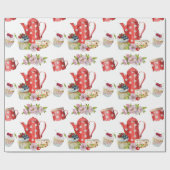 Wasserfarbe Süße Tee Party Muster Geschenkpapier (Flach)