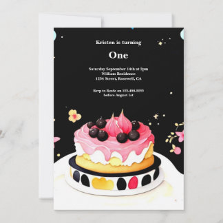 Wasserfarbe Süßkuchen 1. Geburtstag Einladung