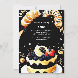 Wasserfarbe Süßkuchen 1. Geburtstag Einladung