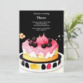 Wasserfarbe Süßkuchen Geburtstagseinladung Einladung (Stehend Vorderseite)