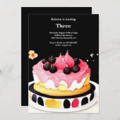 Wasserfarbe Süßkuchen Geburtstagseinladung Einladung (Vorne/Hinten)
