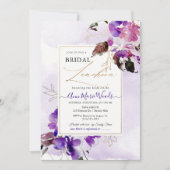 Wasserfarbe Süßpees Violet Lila Bridal Lunchoen Einladung (Vorderseite)