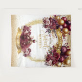 Wasserfarbe Sweet 16 Banner Gold Glitzer Burgund Wandteppich (Vorderseite (Horizontal))