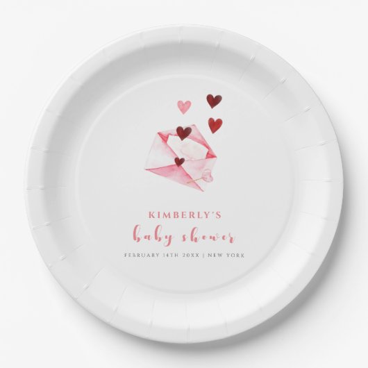 Wasserfarbe Sweet Heart Letter Kinderdusche Pappteller (Vorderseite)