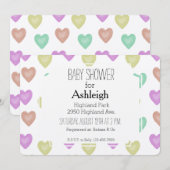 Wasserfarbe Sweet Hearts Babydusche Einladung (Vorne/Hinten)