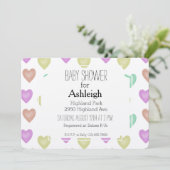 Wasserfarbe Sweet Hearts Babydusche Einladung (Stehend Vorderseite)