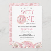 Wasserfarbe Sweet One Donut Thema Kinderdusche Einladung (Vorne/Hinten)