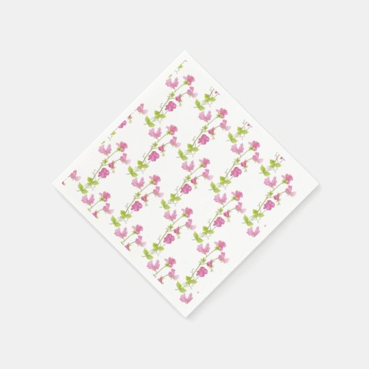 Wasserfarbe Sweet Pea Blume Muster Blumenmuster Serviette (Ecke)