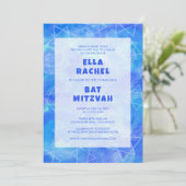 Wasserfarbe Swirbelstars Blau Custom Bar Bat Mitzv Einladung (Stehend Vorderseite)