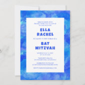 Wasserfarbe Swirl Blau Custom Bar Bat Mitzvah Einladung (Vorderseite)
