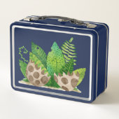 Wasserfarbe T-rex Dinosaurier mit dem Namen "Eigen Metall Brotdose (Rückseite)