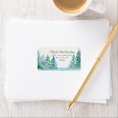 Wasserfarbe Tall Mountain Pines am See Adresse Adressaufkleber (Insitu)