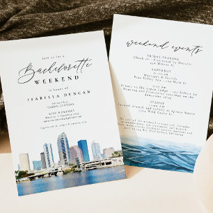 Wasserfarbe Tampa Florida Skyline Ozean Tropisches Einladung