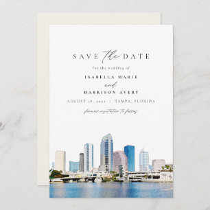 Wasserfarbe Tampa Florida Skyline Save the Date Einladung