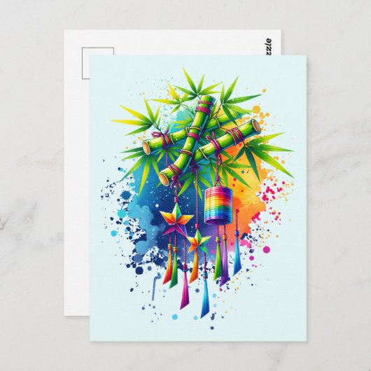 Wasserfarbe Tanabata Tree Postkarte (Vorne/Hinten)