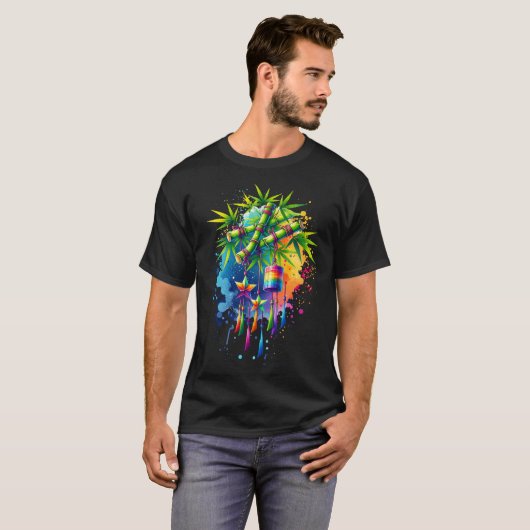 Wasserfarbe Tanabata Tree T-Shirt (Vorne ganz)