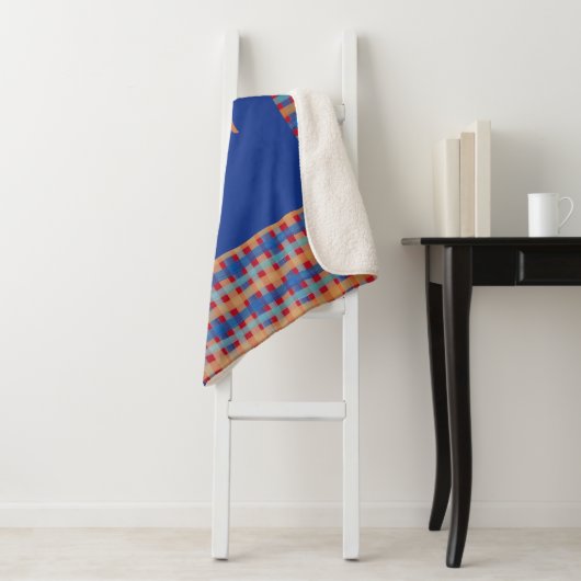 Wasserfarbe Tartan Handgemalt Mit Monogramm Sherpadecke (Beispiel)