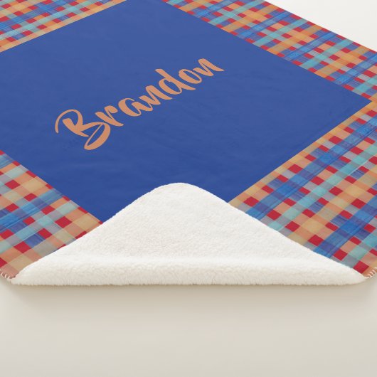 Wasserfarbe Tartan Handgemalt Mit Monogramm Sherpadecke (3/4)