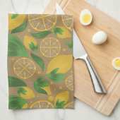 Wasserfarbe Taupe Citrus Lemon Frucht Geschirrtuch (Viertel Falte)