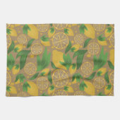 Wasserfarbe Taupe Citrus Lemon Frucht Geschirrtuch (Horizontal)
