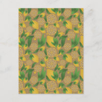 Wasserfarbe Taupe Lemon Fruchtmuster Postkarte