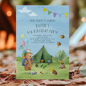 Wasserfarbe Teddy Bär, Abenteuer Geburtstag Einladung